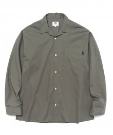 L/S OPEN COLLAR SOLID SHIRTS BROWN