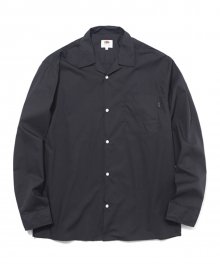 L/S OPEN COLLAR SOLID SHIRTS CHARCOAL