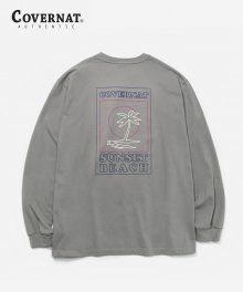 L/S SUNSET PALM TREE TEE GREIGE