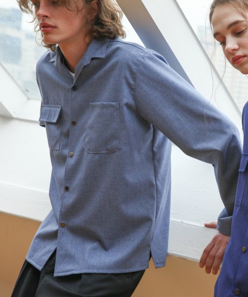 트립르센스(triplesens) OVERSIZED STRING SHIRTS JACKET BLUE