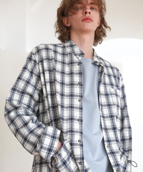 트립르센스(triplesens) CHECK STRING POCKET SHIRTS JACKET GREY
