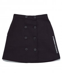 Double buttoned wrap mini skirt-black