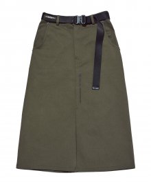 Belted Midi Skirt-khaki