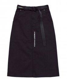 Belted Midi Skirt-black