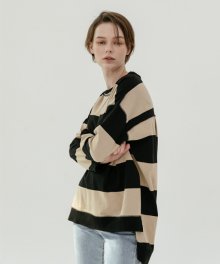 box side opened  T-shirts_stripe_beige