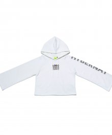 Cropped graphic hoodie-white