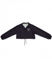 Cropped coach jacket-black