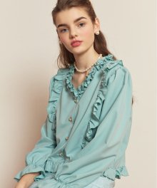 v-neck ruffle blouse_mint