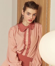 collar ruffle blouse_apricot