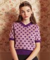heart v-neck knit_purple