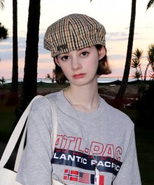 [unisex]CLASSIC CHECK BEIGE NEWSBOY CAP