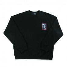 Art Embroidery Crewneck Sweatshirt - BLACK