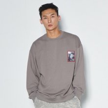 Art Embroidery Crewneck Sweatshirt - CHARCOAL GREY