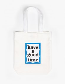 Blue Frame Tote Bag - White