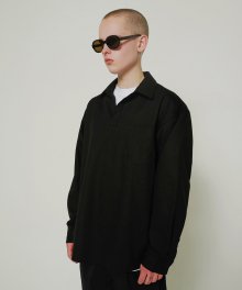 T39S COTTON PULLOVER SHIRTS (BLACK)