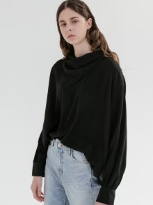 SHIRRING SCARF BLOUSE_BLACK