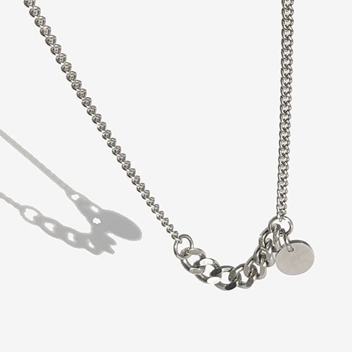 러쉬오프(rushoff) Surgical Steel  Two Flow Chain Necklace - Circle Pendant / 투플로우 체인 목걸이 - 써클펜던트