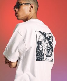 RL428 드리핑 페이스 반팔 티셔츠 - 화이트