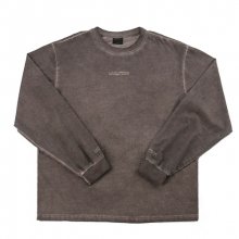 Washed Long Sleeve Crew-Neck Tee ( HAND MADE) - BROWN