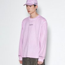 Washed Long Sleeve Crew-Neck Tee ( HAND MADE) - PINK