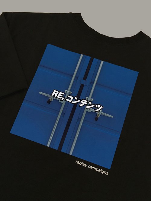 리플레이컨테이너(replaycontainer) new black replay campaign 1/2 tee (cobalt blue)