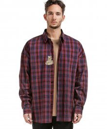 BEAR EMBROIDERY CHECK SHIRTS 레드