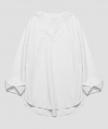 (Unisex)오디너리 커프스 셔츠_Super White
