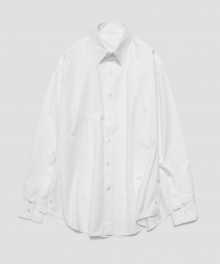 (Unisex)오디너리 오버핏 레이어 트임 셔츠_Super White
