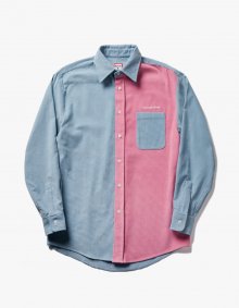 Corduroy Work L/S Shirt - Light Blue/Baby Pink