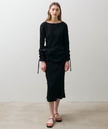 Wave Shirring Skirts - Black