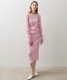 Wave Shirring Skirts - Pink