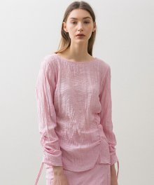 Wave Shirring Blouse - Pink