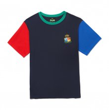 [B.C X S.S]프레피 로고 컬러 블록 1/2 티셔츠 네이비