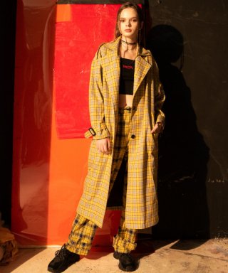 비에이블투(B ABLE TWO) Signature  Check Trench Coat (YELLOW)