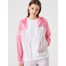핑크 여성 프린트 배색 후드 재킷 (BO9339C11X)