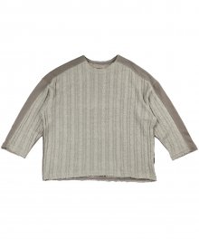 Oversized Knit and Sweat Shirt [Beige]