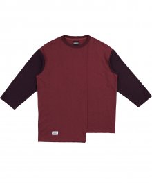 Long Knit Sleeve T-Shirt [Wine]