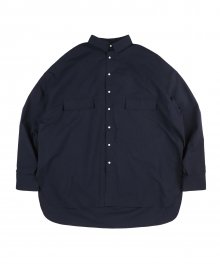 Plain Seersucker Shirt [Navy]