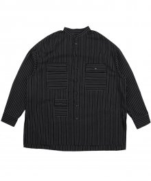 Stripe Tri Pocket Seersucker Shirt [Black]