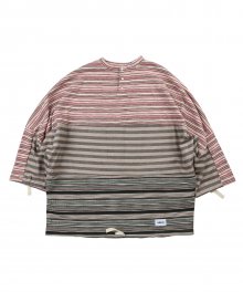 Tri Stripe Henly Neck Sweater [Pink]