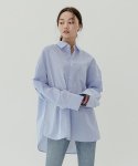 레이디 볼륨(LADY VOLUME) Overfit stripe shirt_blue