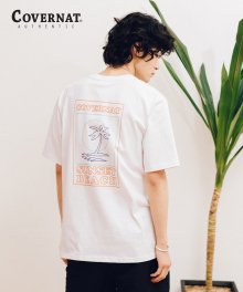 S/S LINE PALM TREE TEE WHITE