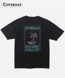 S/S LINE PALM TREE TEE BLACK