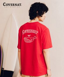 S/S WHALE GRAPHIC TEE PINK RED