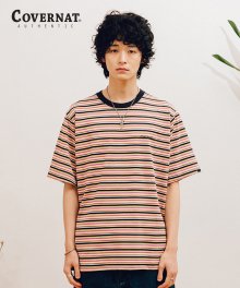 S/S MULTI STRIPE TEE NAVY