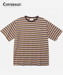 S/S MULTI STRIPE TEE BROWN