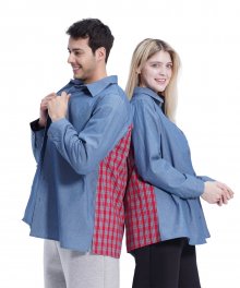 (UNISEX)Blue Color Boxy Shirt