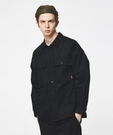 CHEST POCKET OVER FIT SHIRTS (BLACK) [GSH003H13BK]