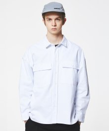 CHEST POCKET OVER FIT SHIRTS (WHITE) [GSH003H13WH]