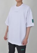 리와인더(RWDER) 로고 오버숄더 라운드 반팔 티셔츠(WHITE)